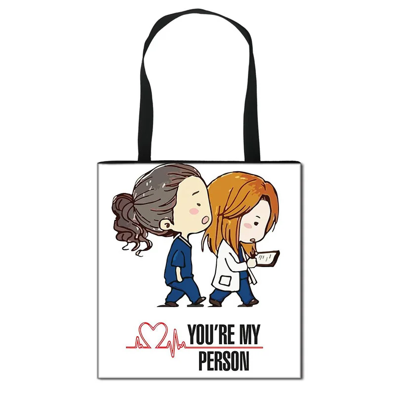 

Grey's Anatomy Handbag Women Lady Shopping Bag Boys Girls Travel Storage Bags Foldable Shoulder Bag
