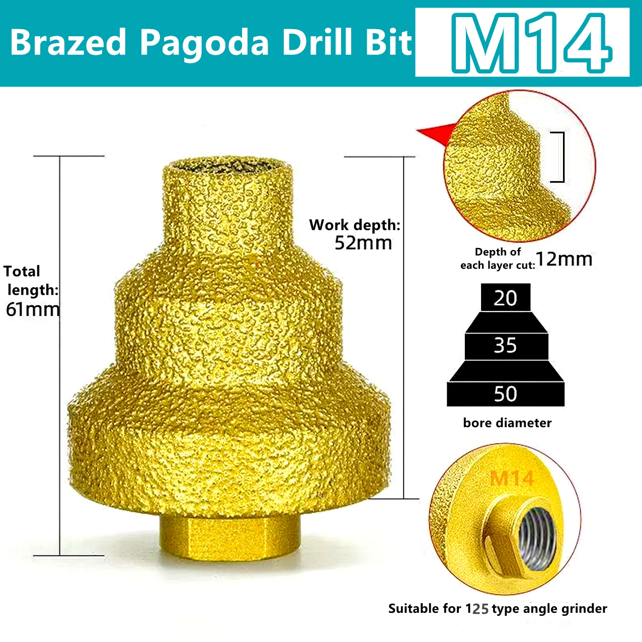 

Алмазное Сверло Pagoda M10 M14 Для Камня, Керамики, Кирпичной Кладки, Алмазное Сверло Для Резки Твердых Поверхностей