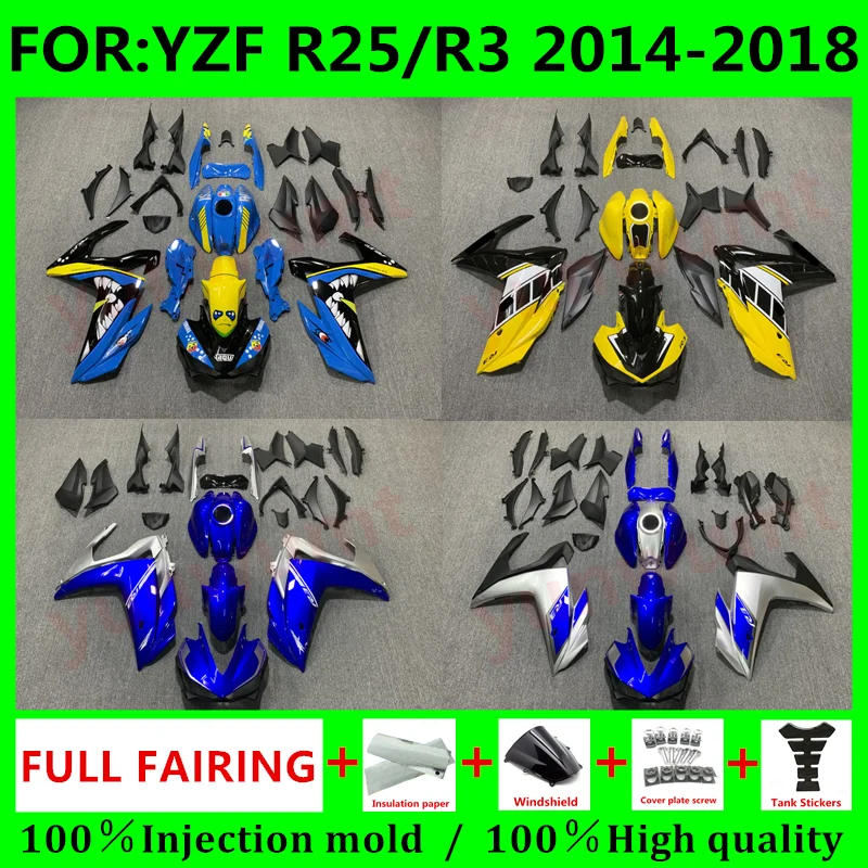 

NEW ABS Motorcycle Injection mold full Fairing Kit fit For YZF R25 R3 R 25 3 2015 2016 2017 2018 Bodywork whole Fairings kits