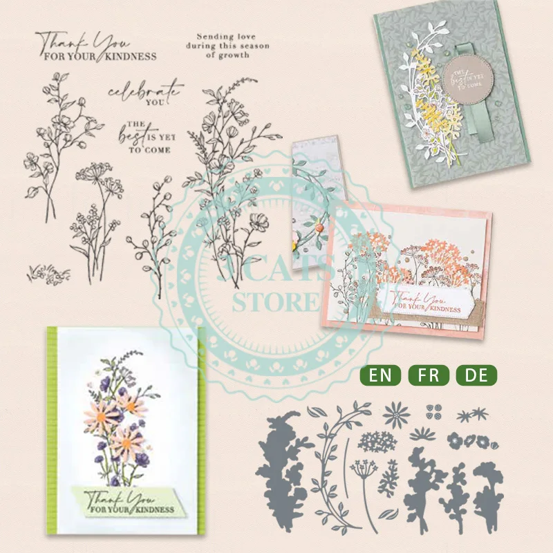 

MP692 Flower Plant Metal Cutting Die And Clear Stamps For Dies Scrapbooking DIY Handbook Decoration Paper Card Photo Album Craft