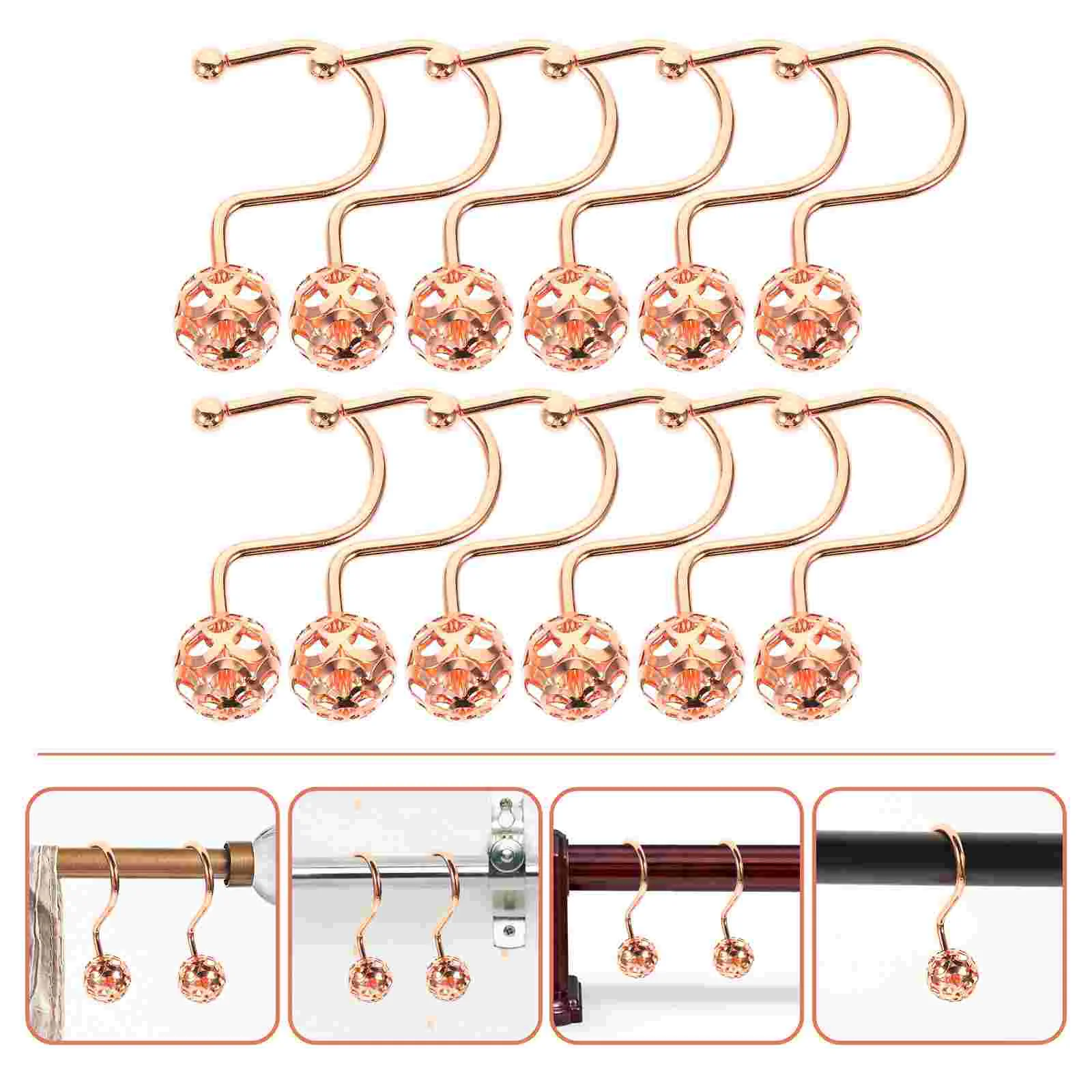 

Hooks Shower Curtain Rings Bathroom Hanger Curtains Hangers Rod Metal Bath Half Rodssemicircle Round Kitchen Bedroom Hook Towel