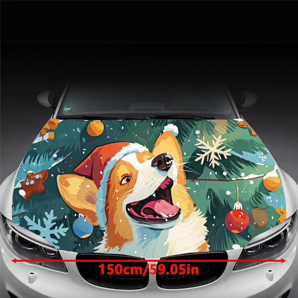 Милые рождественские животные собаки капот автомобиля цветная виниловая