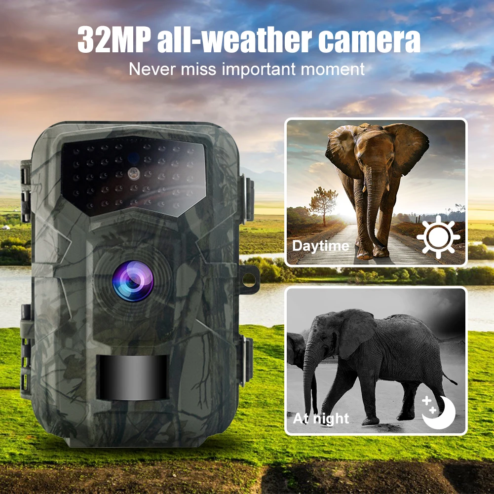 

Наружная Водонепроницаемая камера 32 МП 1080P, камера ночного видения с инфракрасным датчиком и 2-дюймовым TFT экраном для охоты, скаутинга