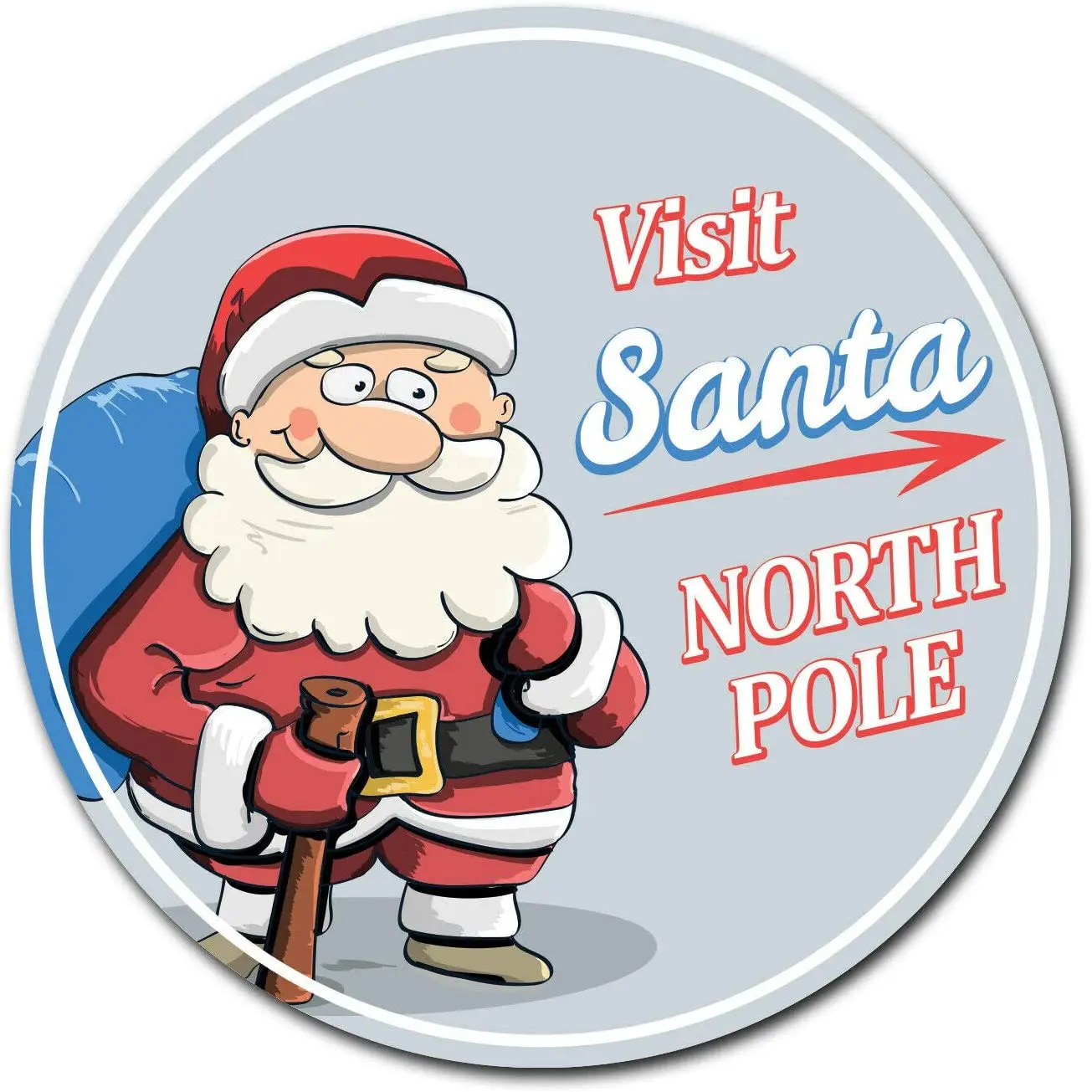 

Visit Santa 12" Round Tin Sign Nostalgic Metal Sign Fun Retro Decor