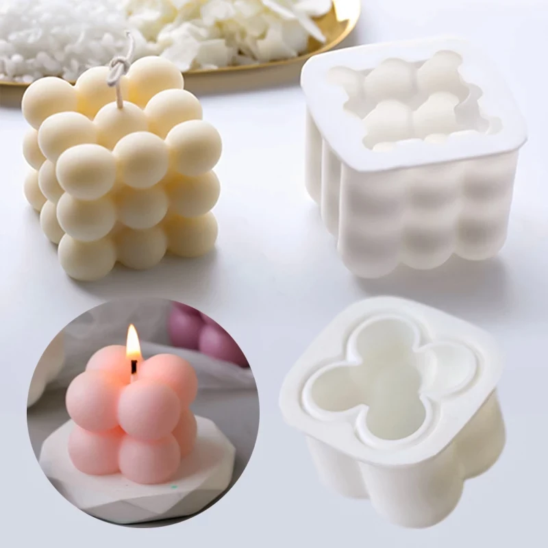

Non-stick Bubble Cube Candles Silicone Mold 3D Aromatherapy Plaster Candle Hand-made Baking Chocolate Dessert Cake Mould Tool