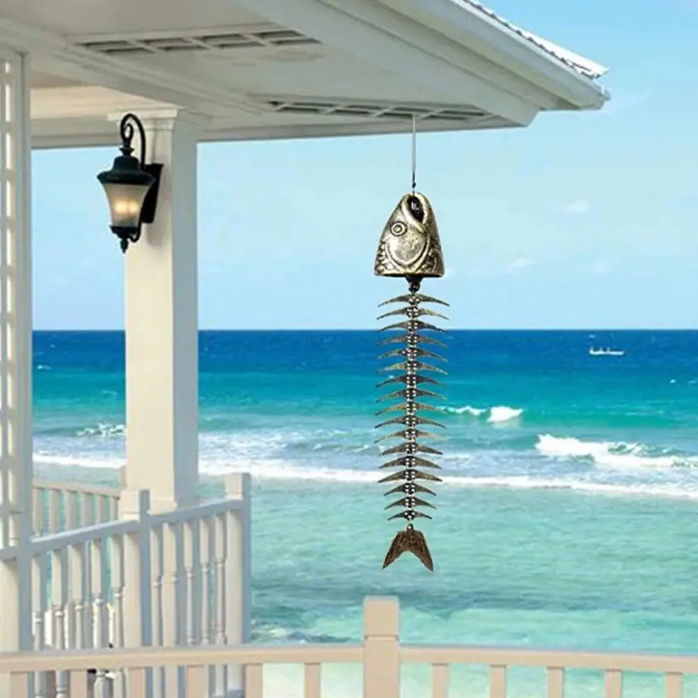 

Home Pendant Ornament Fishbone Windchimes Bell Exquisite Long Service Life Black Pendant Outdoor Decoration for Home