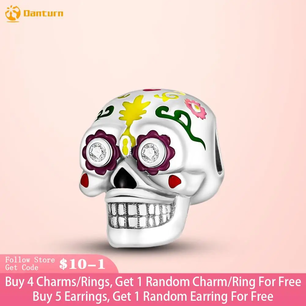 

Danturn 925 Sterling Silver Beads Skeleton Charm fit Original Pandora Bracelets Fashion Fine Jewelry Gift