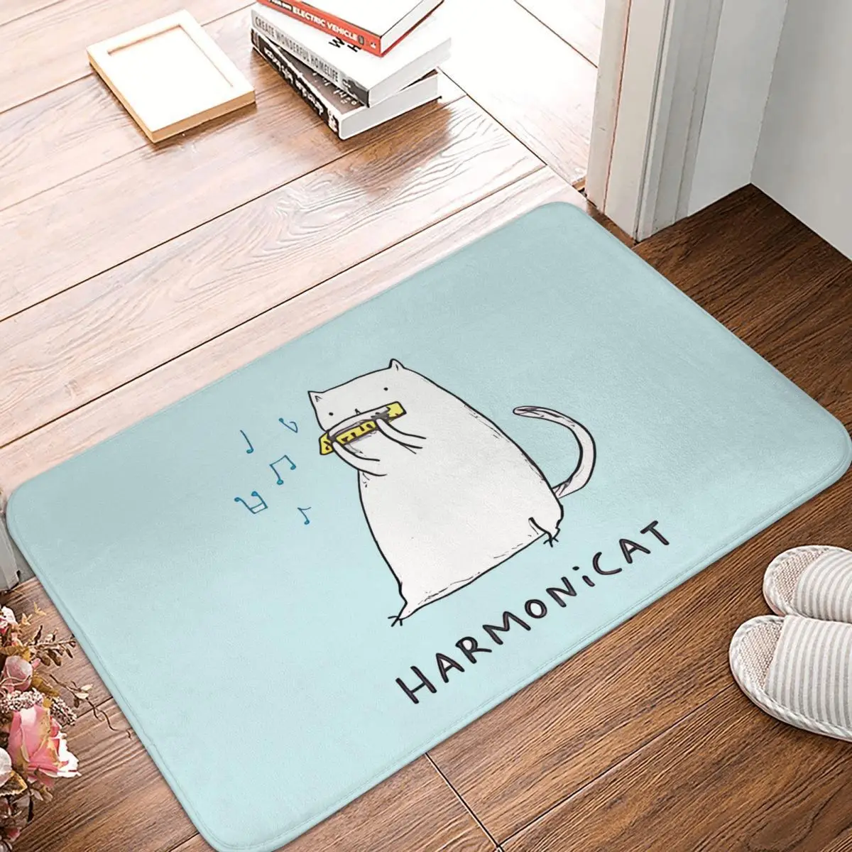 

Music Non-slip Doormat Harmonicat Living Room Kitchen Mat Prayer Carpet Flannel Pattern Decor
