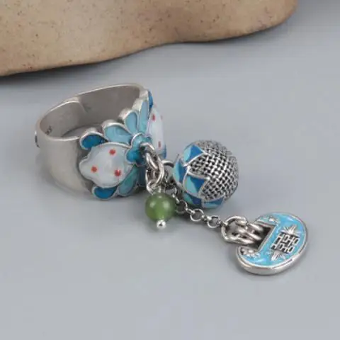 

Женское Винтажное кольцо из серебра пробы, с кисточкой и шариком