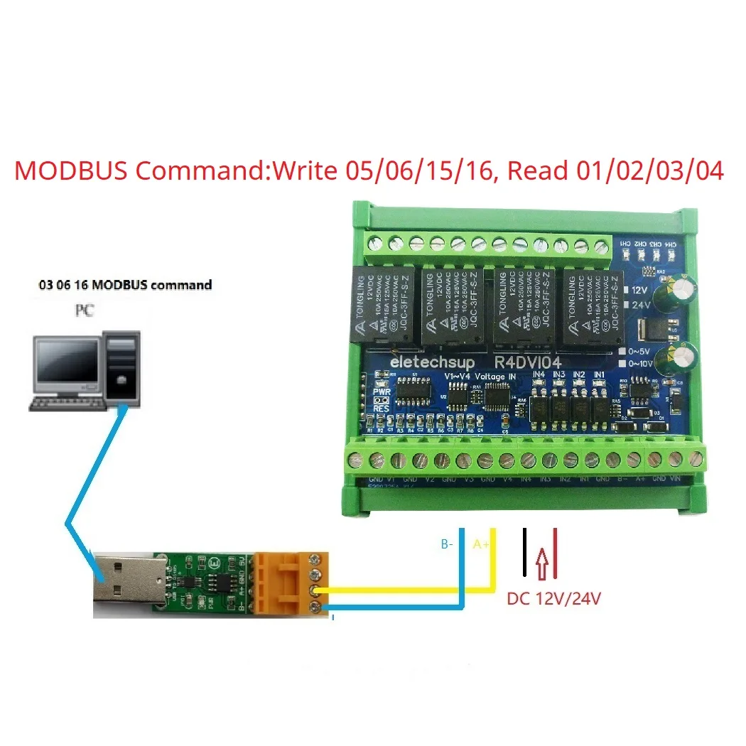 4AI 4DI 4DO ModBus модуль шлюза цифровое аналоговое количество сбора данных