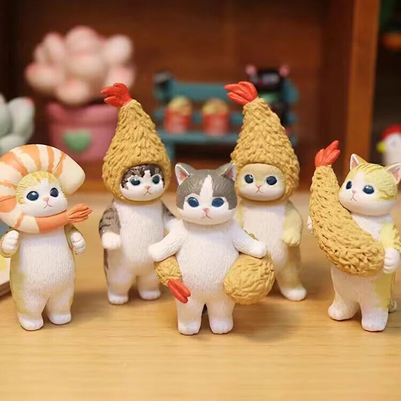Kawaii Cat-музыкальная Жареная Креветка Аниме Фигурка Для Косплея Японский Орнамент