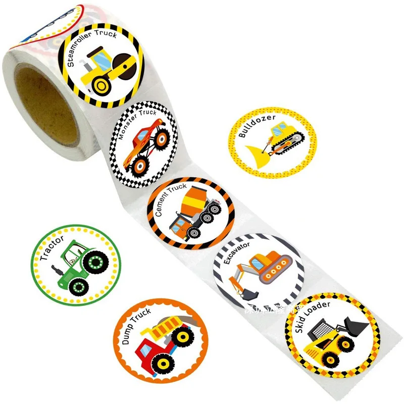

50-500pcs 8 Designs Kids Sticker Train Bus Sticker Cute Transportation Cars for Encouragement Student Children Label