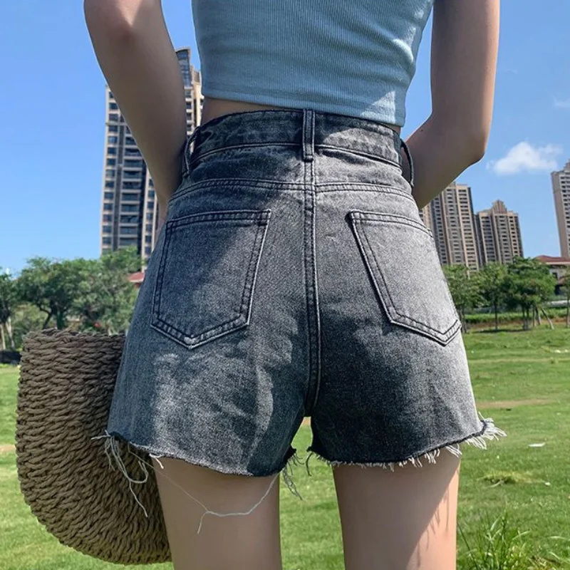 Loose Ripped Women's Denim Shorts Baggy Mini Short Pants for Woman To Wear Jeans Clothing Trend 2023 Fashion XL Clothes Vintage