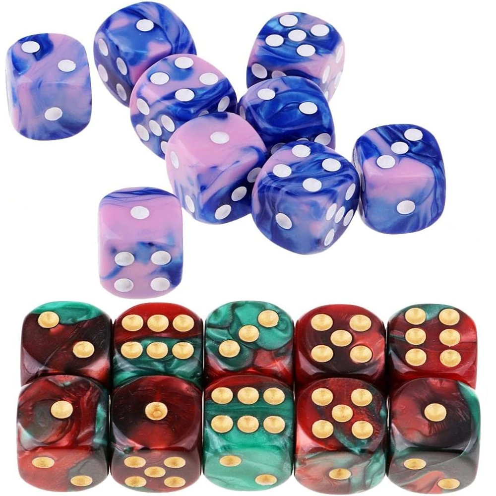 

10/20 Pcs Six Sided 12mm Acrylic Transparen Dice Round Corner Portable Table Playing Games Drinking Dice
