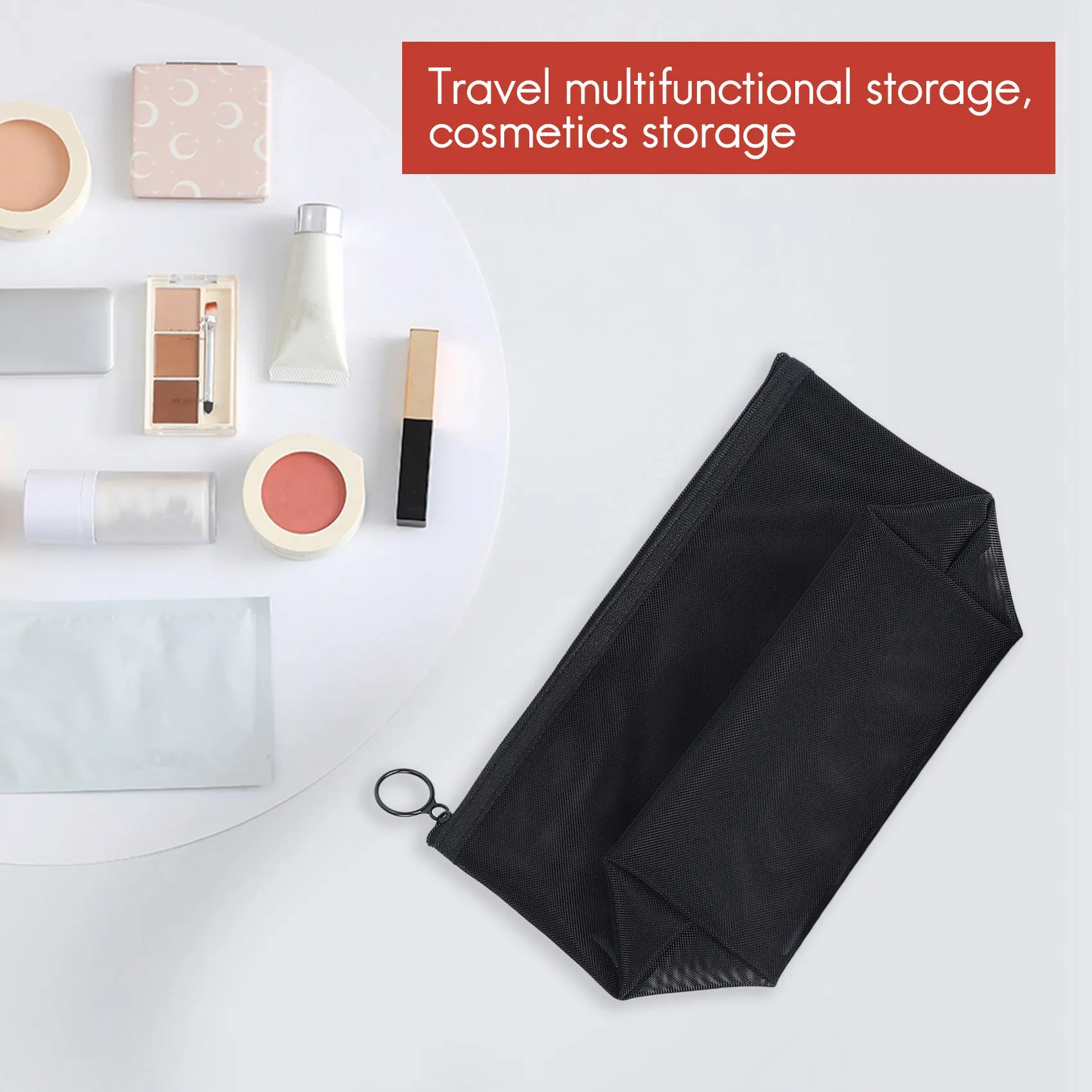 

3Pcs/Set Black Mesh Clear Cosmetic Bag Beauty Wash Bags Makeup Case Travel