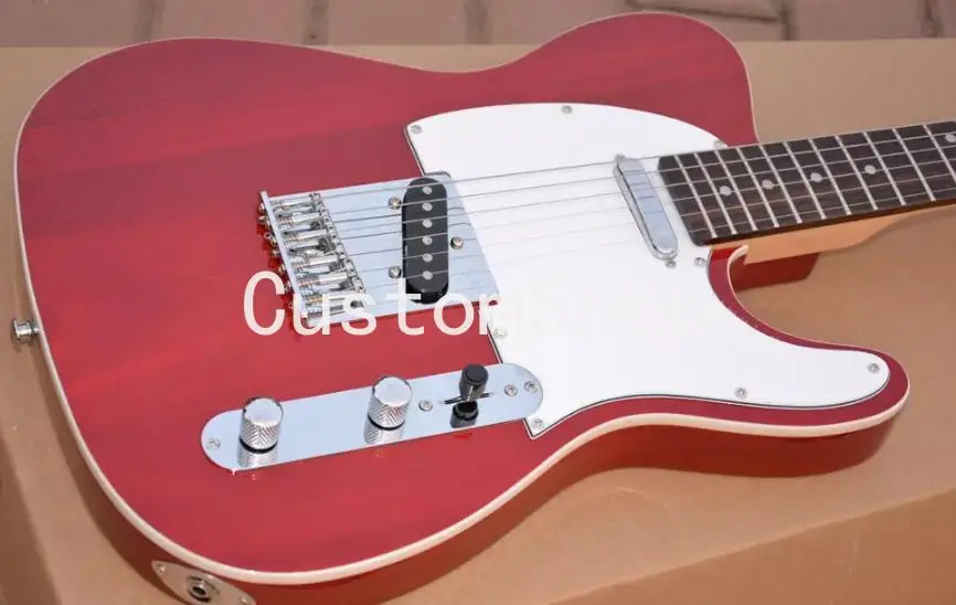 

Limited Deluxe Tele Caster Red Crimson Electric Guitar White Pickguard Maple Neck Rosewood Fingerboard White MOP Dot Inlay