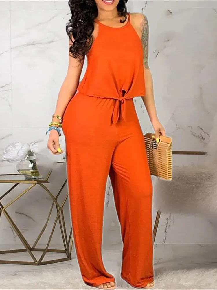 

Mandylandy Women Elegant Summer Outfits Tracksuit Fashion Y2K Sleeveless Shirt Top Drawstring Waist Loose Pant Two Piece Set