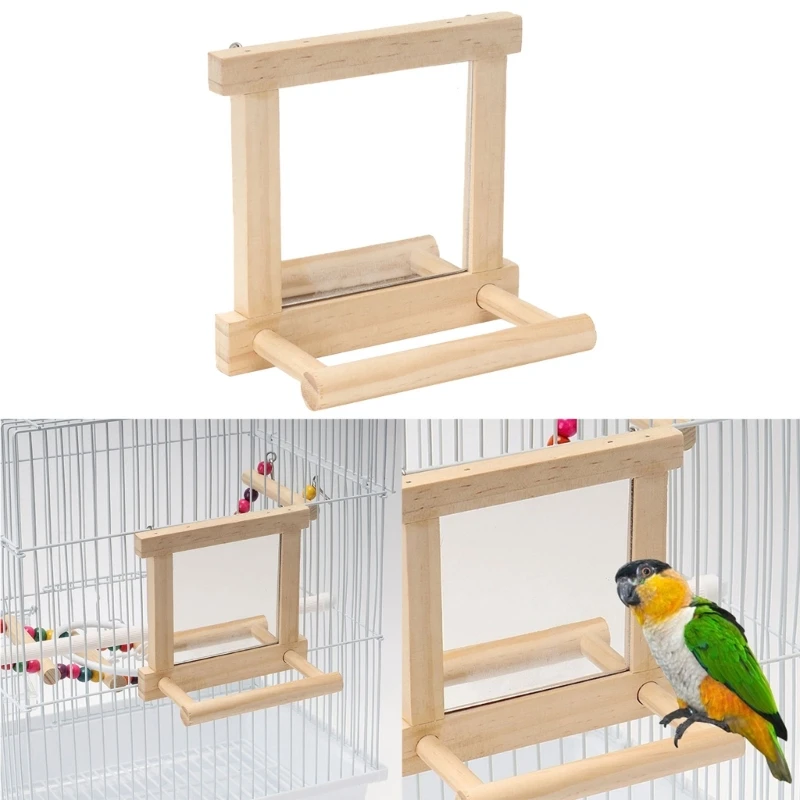 

Parrots Mirror with Perch Stands Birds Stand Branch Natural Wooden Stick Branch Dropship