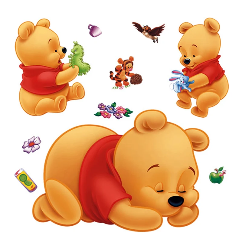 

Cartoon 3D Winnie The Pooh Wall Stickers For Kids Rooms Removable Baby Bedroom Nursery Children Boys Girls Wall Decals DIY PVC