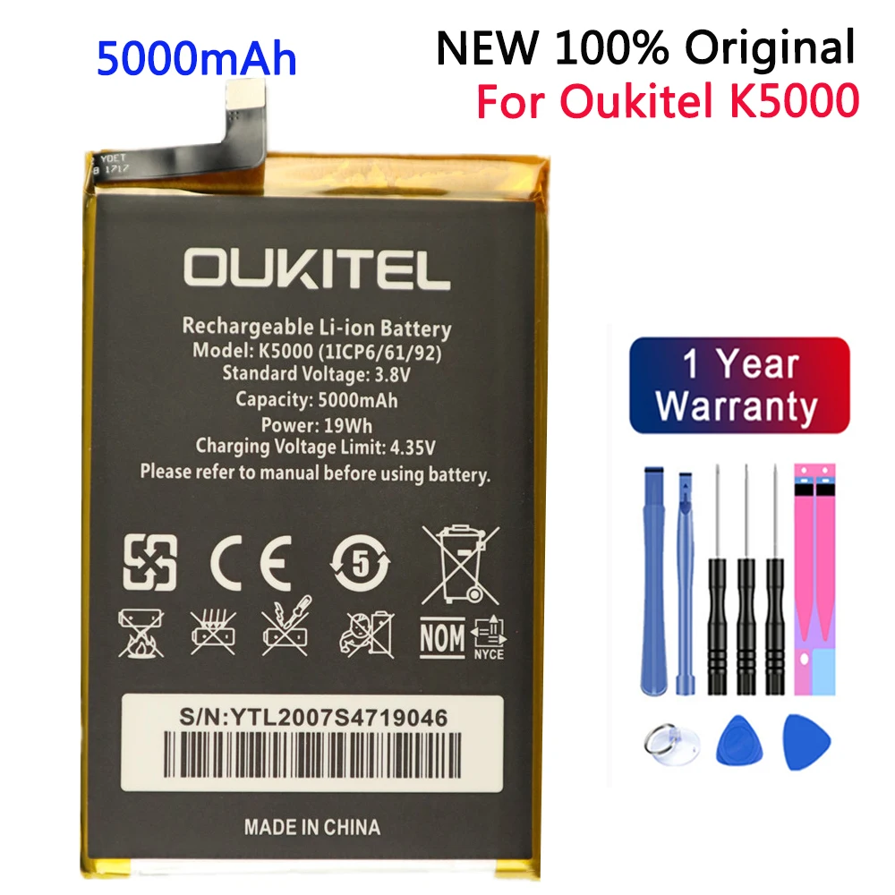 

100% Оригинальный 5000Ah K5000 аккумулятор для телефона Oukitel K5000 K 5000 высококачественные батареи с номером отслеживания + Бесплатные инструменты