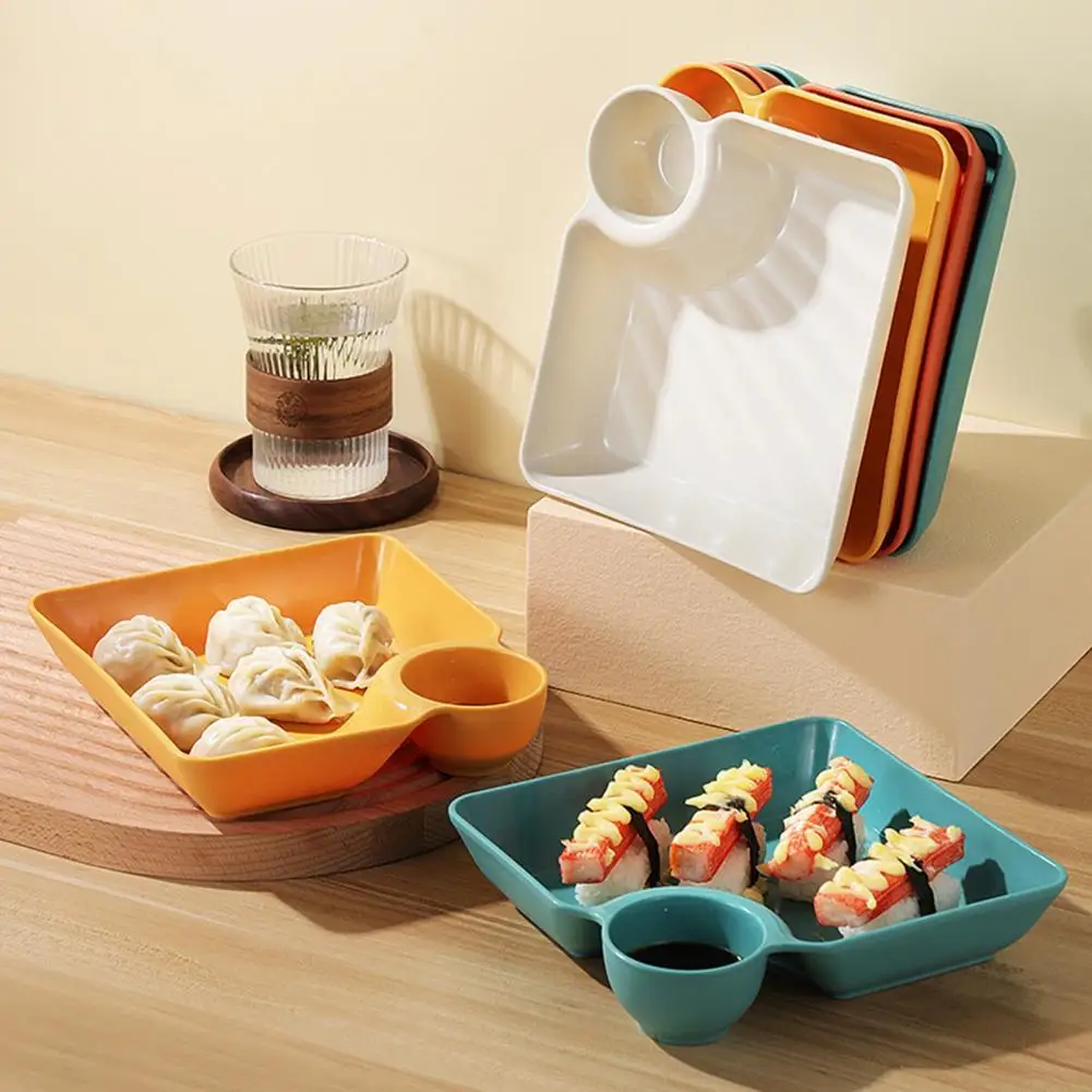 

Dumpling Plate Non-slip Stackable Plastic Dipping Saucer Sushi Dish for Restaurant