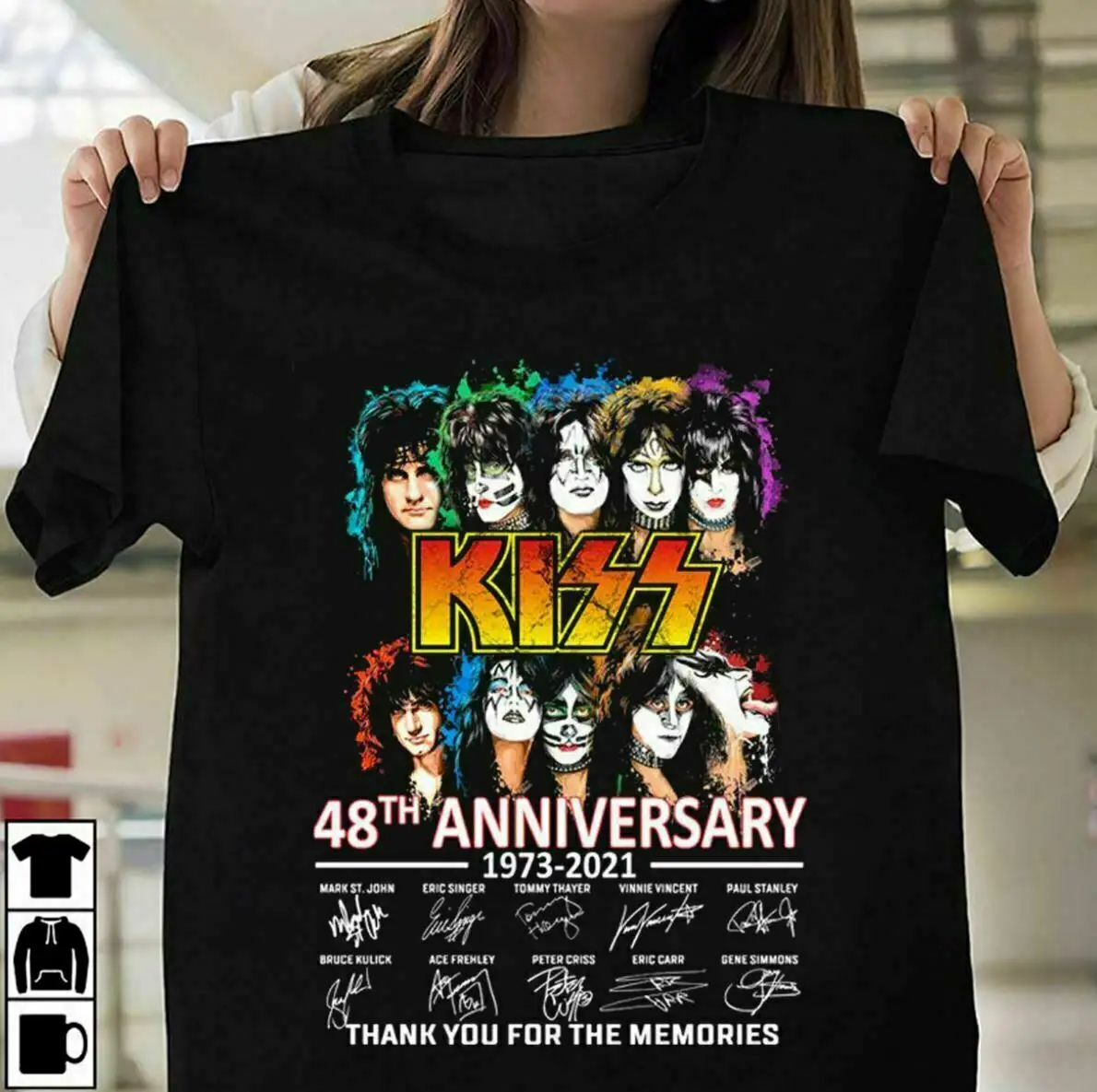 

Years of Kiss Band Signature Thank You For The Memories T Shirt 100%Cotton