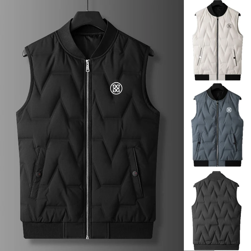 New Golf Clothing Winter Men's Down Vest Fashion Windproof And Cold Resistant Zipper Sports High Quality Short Down Jacket
