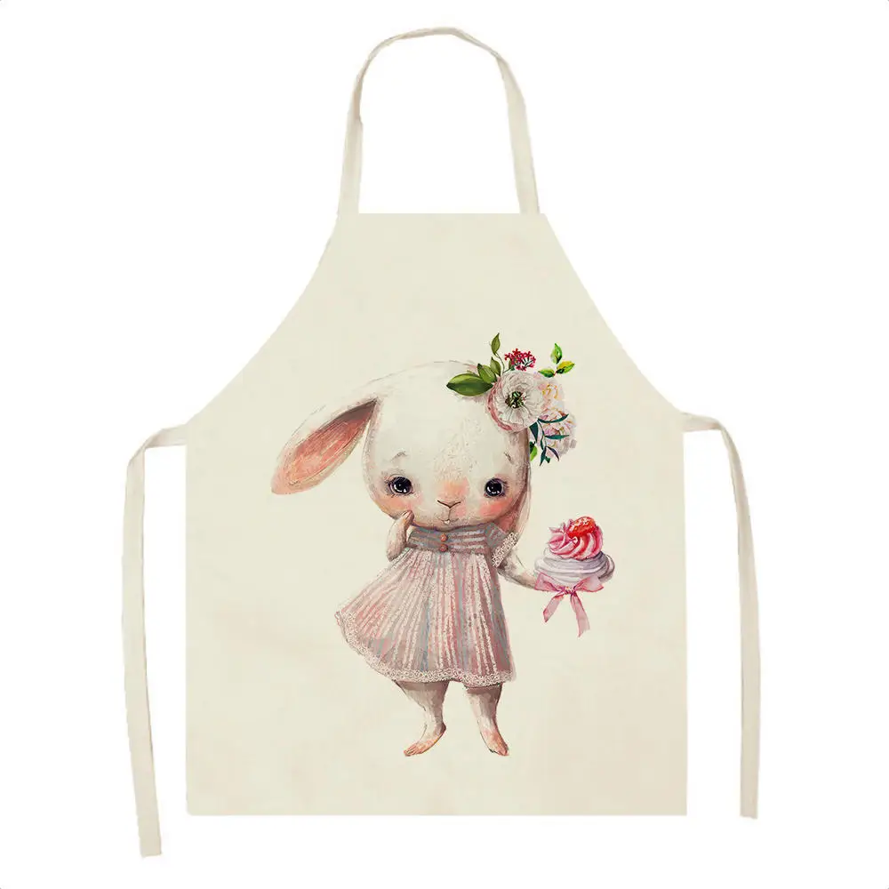 

Кухонный Фартук с милым мультяшным Кроликом, фартук без рукавов, домашние фартуки для уборки для женщин, аксессуары для домашнего приготовл...