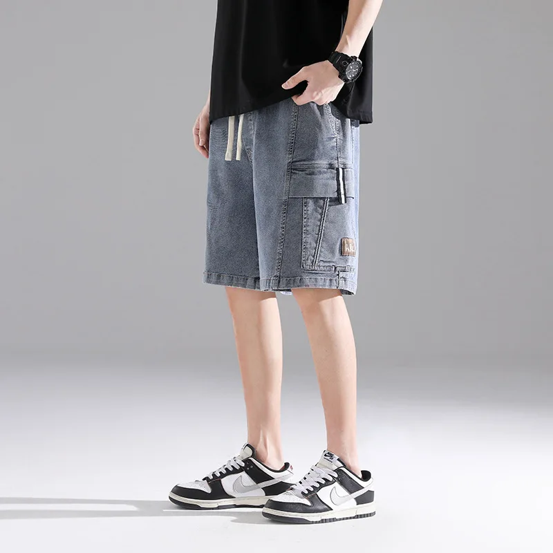 INS American Retro Straight Leg Denim Shorts Hip Hop Fashion Streetwear Trendy Student Over Knee Capris Oversize M-8XL C0011