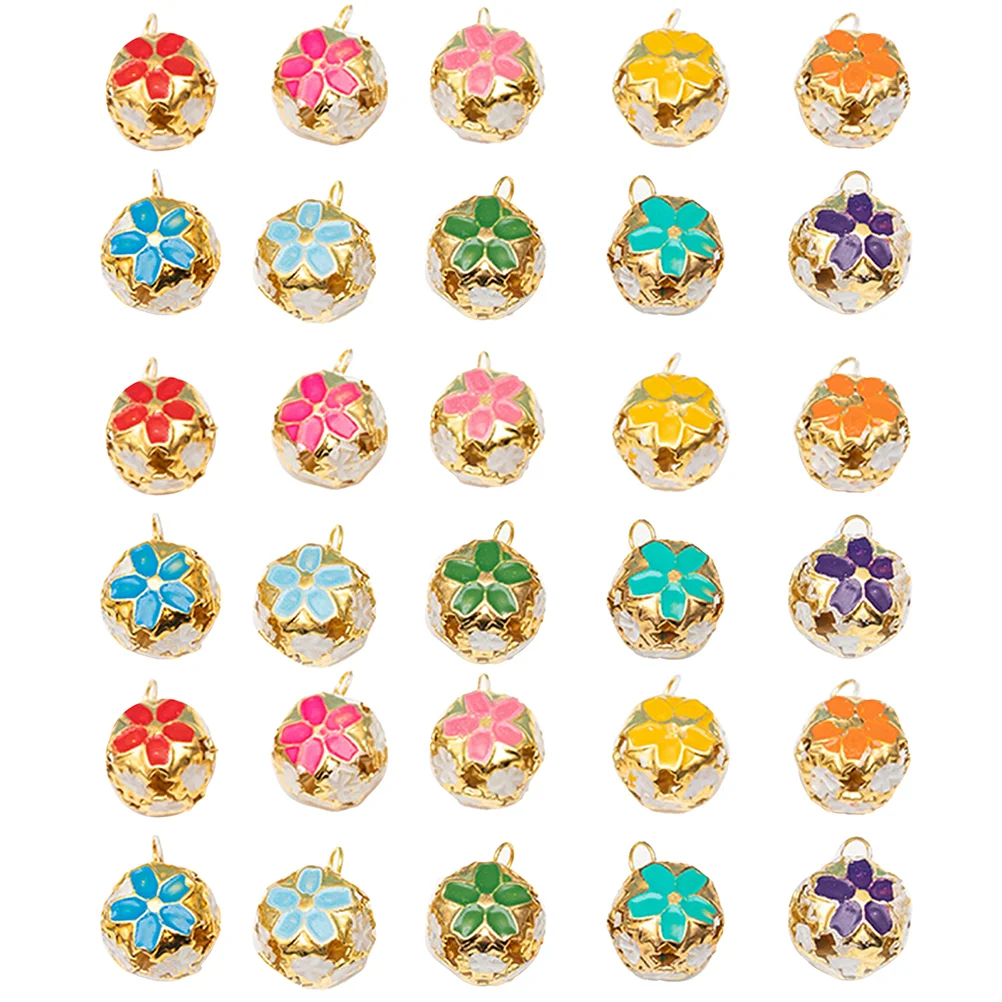 

50pcs Hollow-out Colorful Jingle Bells Hanging Ornaments for Christmas Tree