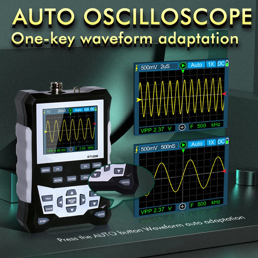 

Handheld Digital Display Oscilloscope 3 Scan Modes Portable 120Mhz Waveform Professional Square Waves Signal Generator