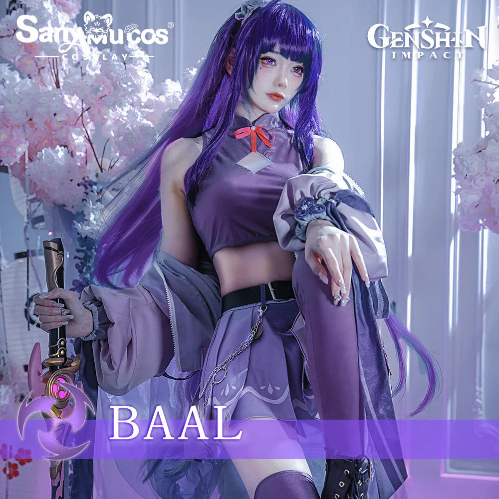 

Косплей-костюм sanymucos Genshin Impact Baal, оригинальный дизайн, фиолетовый кимоно, парик Inazuma Baal, набор для Хэллоуина, 48 часов доставки