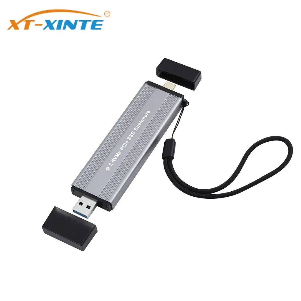 

XT-XINTE USB Type A + Type-C to M.2 for NVMe PCIe SSD Enclosure SSD Case USB3.1 10Gbps m2 Hard Disk Box for 2230 /2242/2260/2280