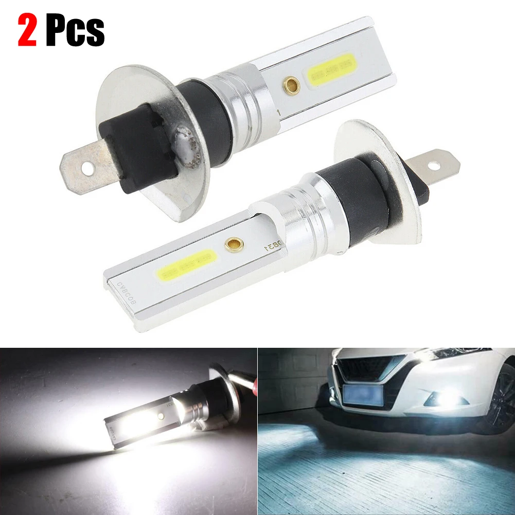 

2Pcs H1 Led Headlight Bulbs COB Hi/Lo Beam Driving Light 12W Lamp Bulb White 6500K IP65 Waterproof Fog Lamp Car Accessories