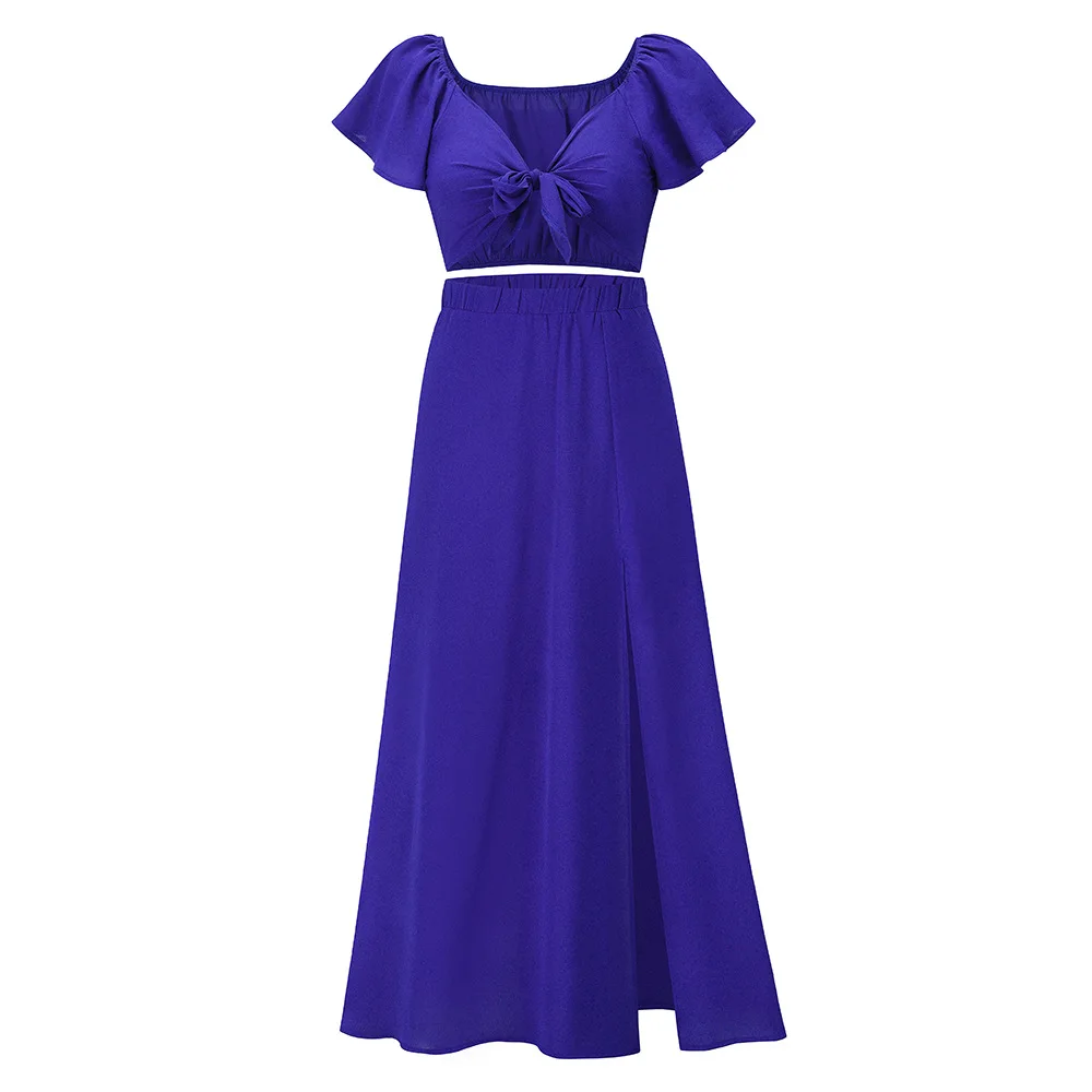 Женский комплект из двух предметов шифоновый топ на бретельках и юбка с высокой