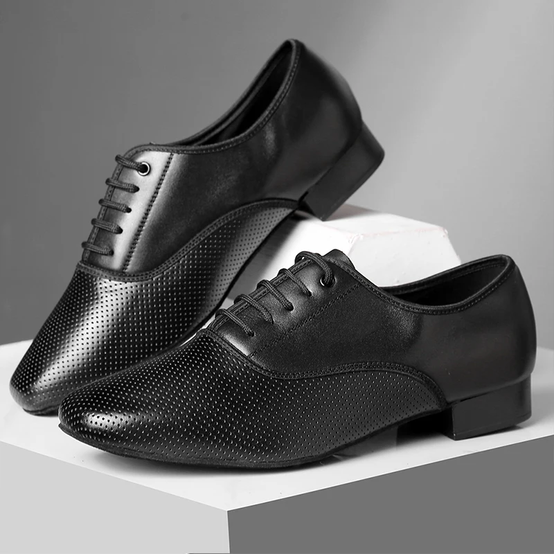 HROYL Ballroom Dance Shoes Genuine Leather Latin Dance Shoes Man Sneakers Jazz Bigger Size Breathable Waltz Salsa Dancing Shoes