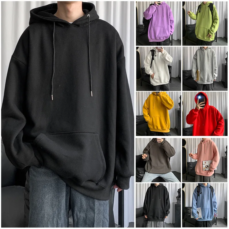 

Hooded Sweatshirt Men Women Oversized Hoodie Autumn Winter Long Sleeve Pullover Solid Couple Clothes Boys Grils Casual Hoodies