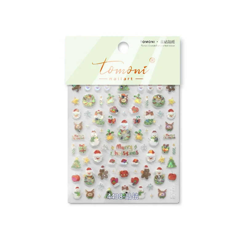 5D рельефные блестящие Рождественские елки снежинки снеговика клейкие наклейки