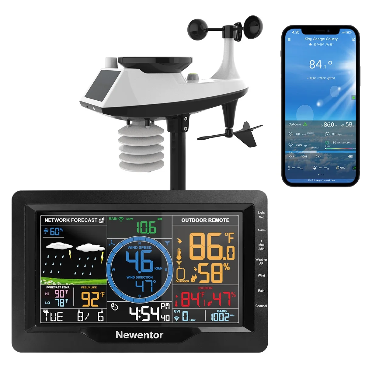 

Wireless Digital Weather Station Professional WiFi App Outdoor Forecast with Temperature Humidity Sensor Rain Gauge Wind Speed