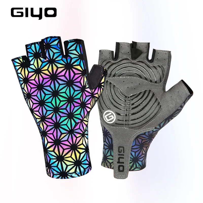 

Bicycle riding gloves mountain bike road bike half finger gloves colorful discoloration riding non-slip gloves outdoor gloves