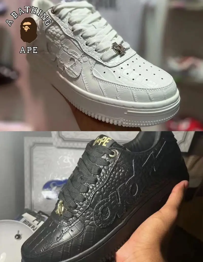 A BAThing APE BAPESTA SK8 DUNK White Black Ovo Co Branded Street Fashion Vibe Low Top Casual Sports Shoes Board Shoes