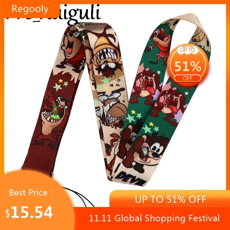 

30pcs Tasmanian Devil Lanyard for Keys Phone Cool Neck Strap Lanyard for Camera Whistle ID Badge Cute webbings ribbons Gifts