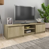 tv media console television entertainment stands cabinet sonoma oak 55 1x15 7x13 9 chipboard