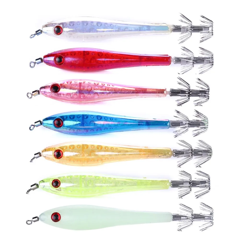 

5PCS Luminous Octopus Squid Jigs Shrimp Lures Fishing Tackle Squid Hooks Bait 9.5cm/6g Sea Saltwater Lure Squid Catchers