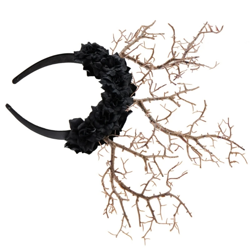 Готический головной убор Обруч для волос с розой Головной в готическом стиле