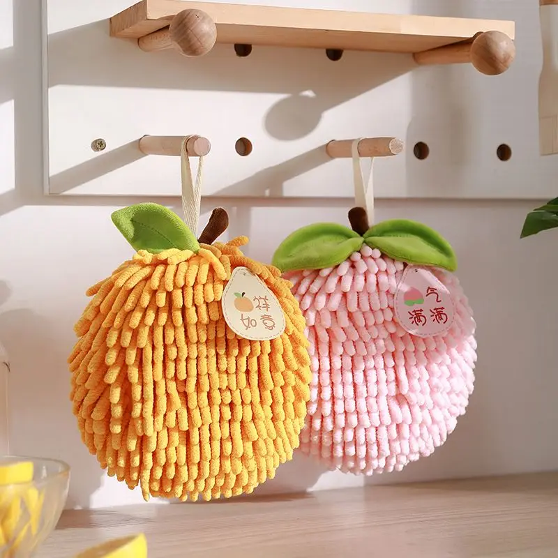 

Chenille Hand Towels Wipe Hand Towel Ball with Hanging Loops for Kitchen Bathroom Quick Dry Soft Absorbent Microfiber Handball