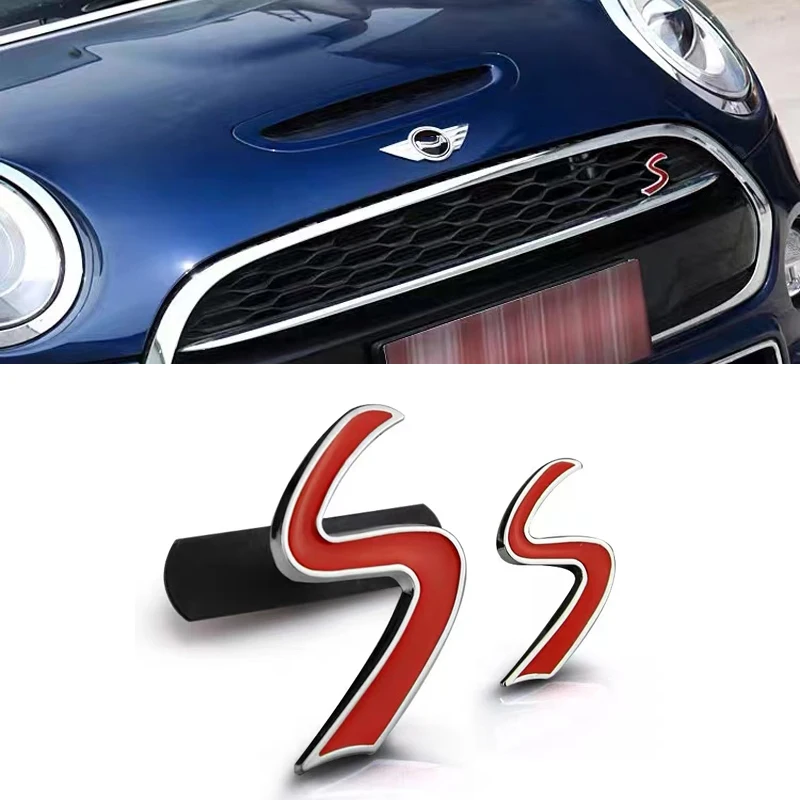 

3D Metal Mini S Front Grille Chrome Emblem Sticker for Mini Cooper R50 R52 R53 R56 R57 R58 R60 Grill Badge Decals Accessorie