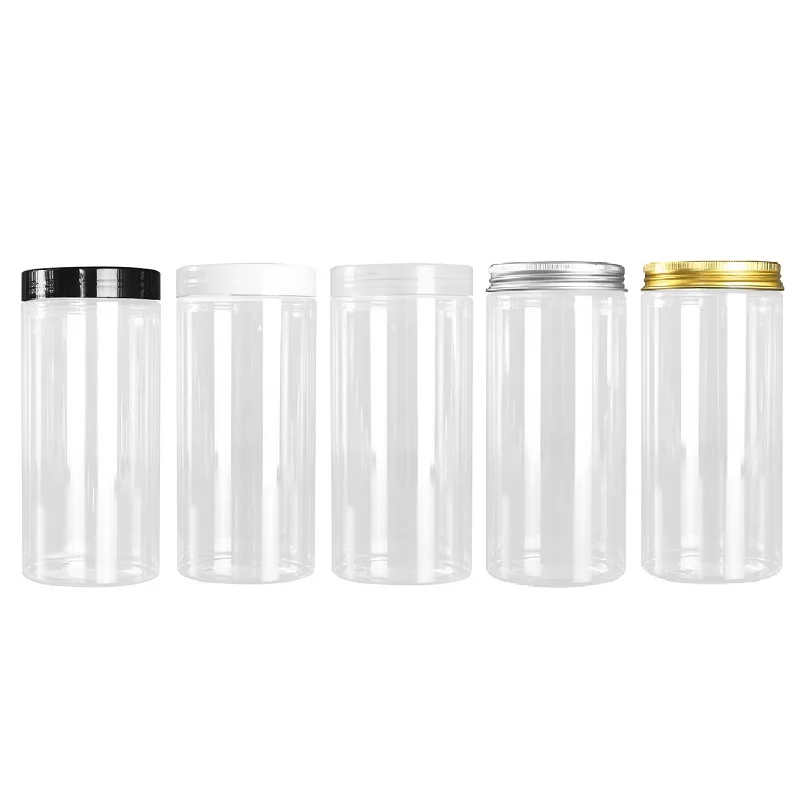 

12pcs Cream Container Plastic Cosmetic Jar Empty Transparent PET 500ml 68Dia. Aluminum Screw Lid Refillable Bottle Skincare Pots
