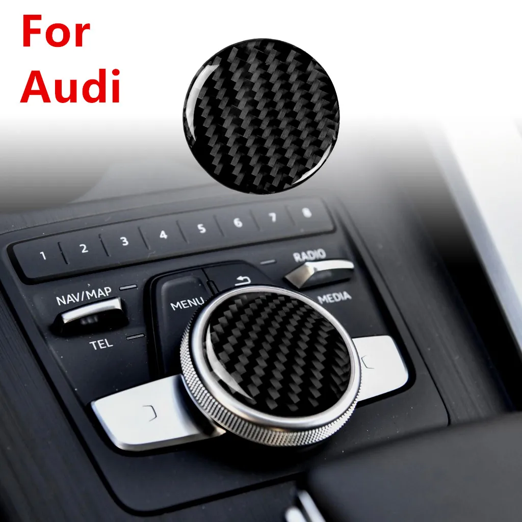 

For Audi A4 B9 2017-2019 Center Control Knob Trim Sticker Carbon Fiber Trim Sticker Audi Interior Modification