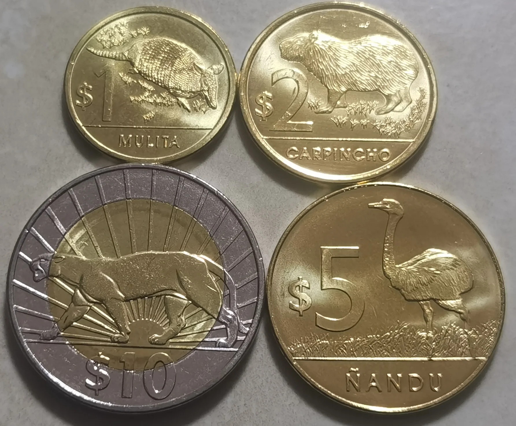 Uruguay 1+2+5+10 Peso Set 4PCS Coins | Non-currency